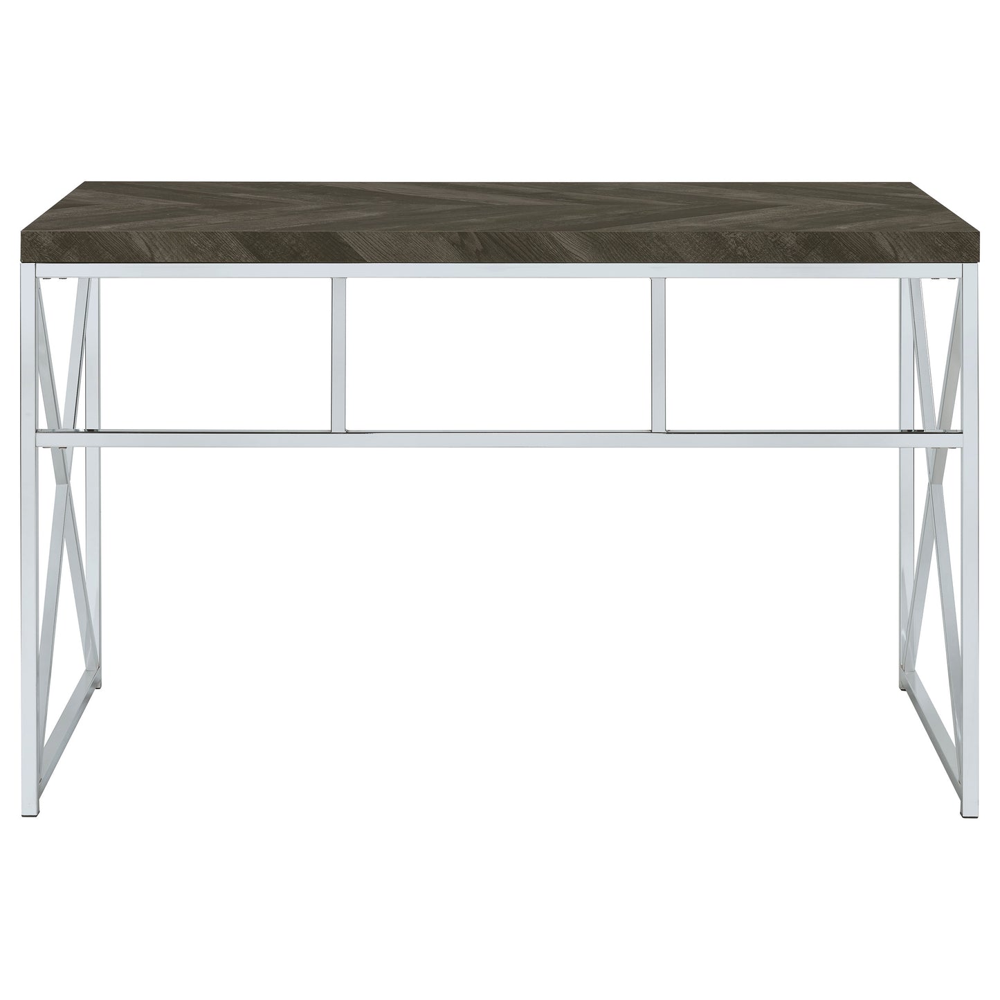 Grimma 47-inch Writing Office Desk Rustic Grey and Chrome