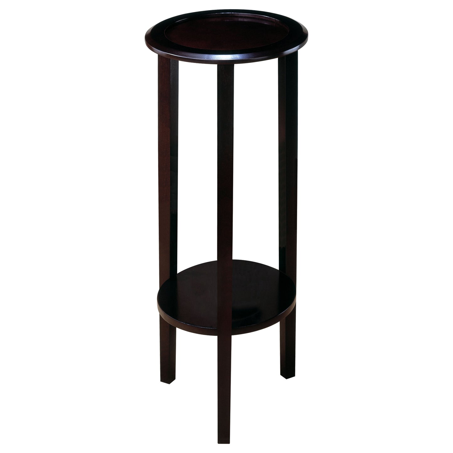 Kirk 1-shelf Round Wood Plant Stand Side Table Espresso