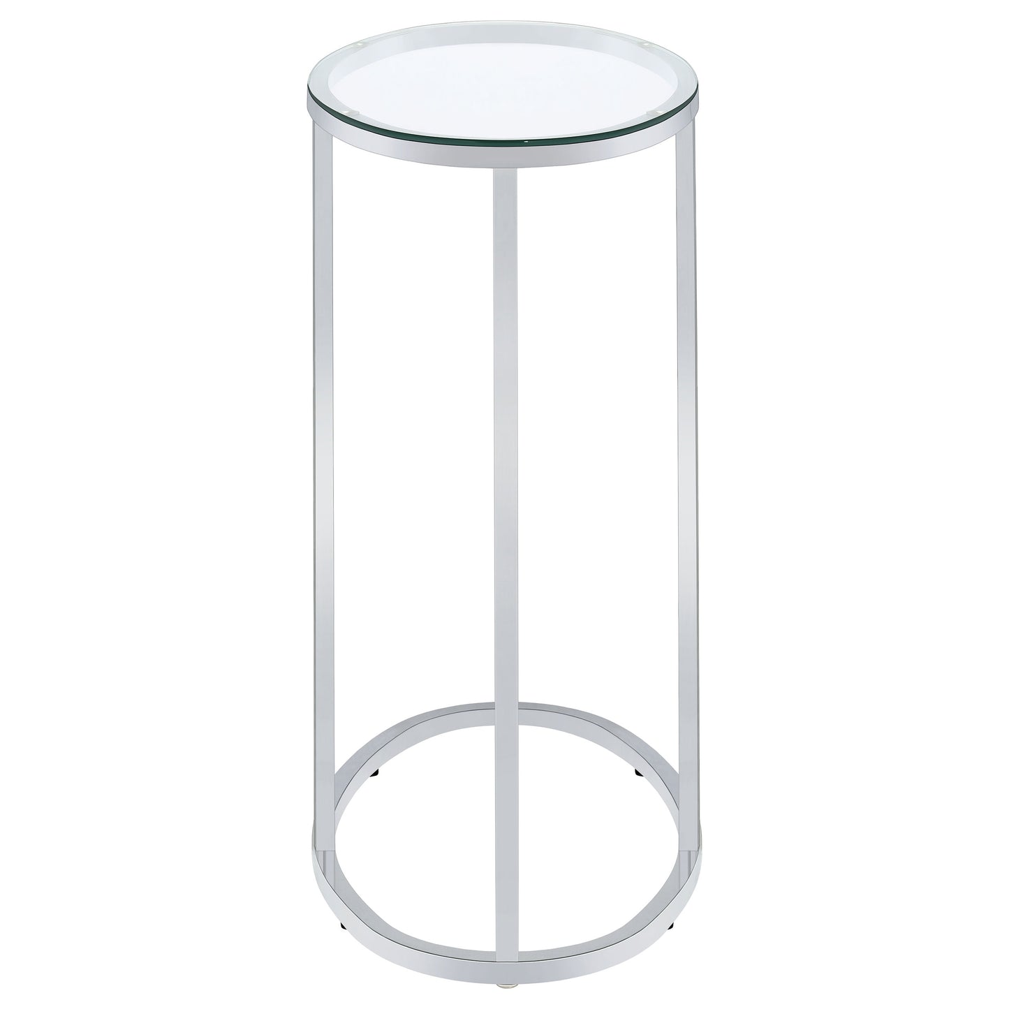 Kyle Oval Glass Top C-Shaped Sofa Side Table Chrome