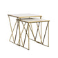 Bette 2-piece Marble Top Nesting Table Set White and Gold