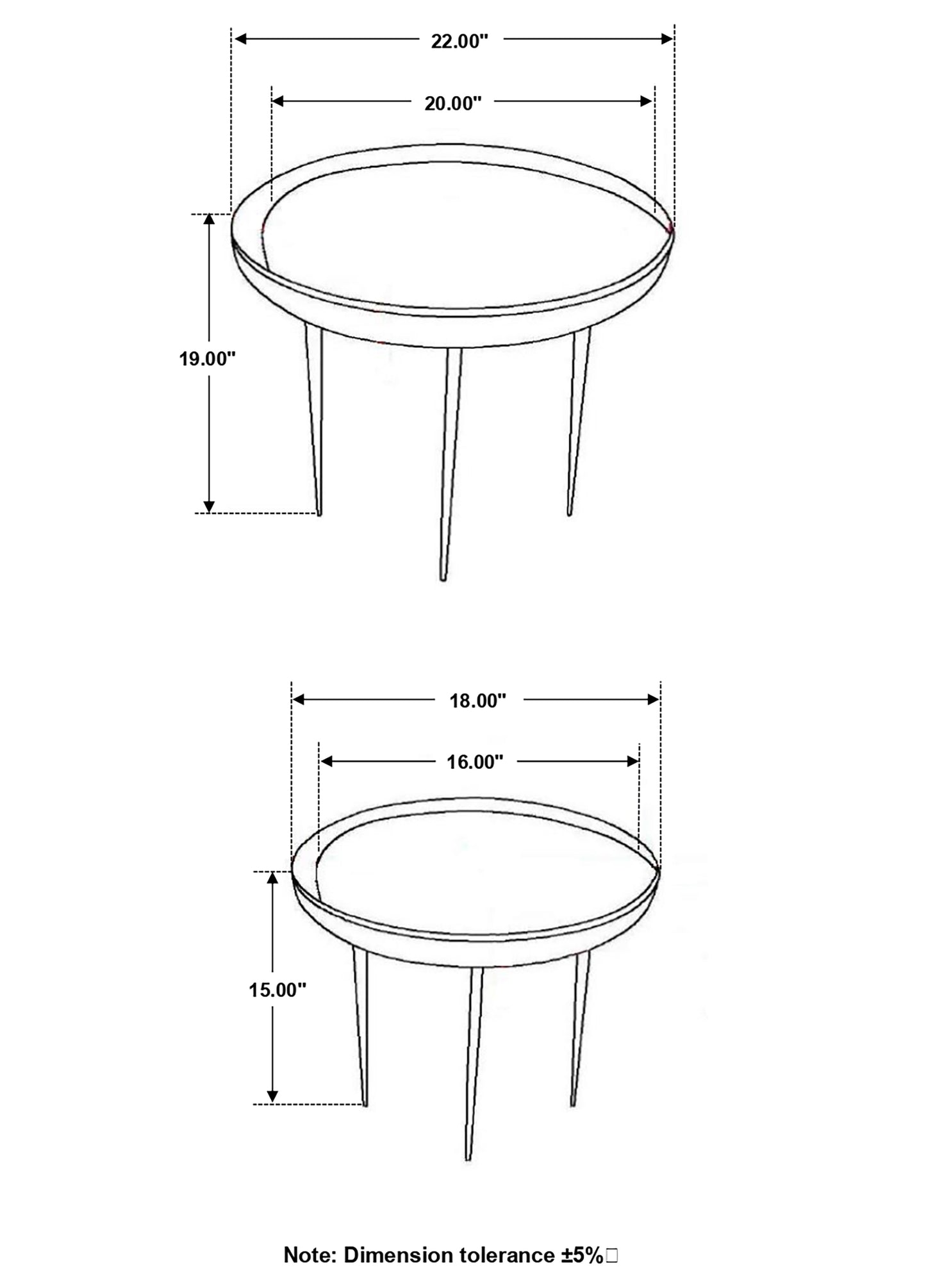 Nuala 2-piece Round Mango Wood Nesting Tables Honey