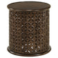 Krish 18-inch Round Mango Wood Side Table Dark Brown