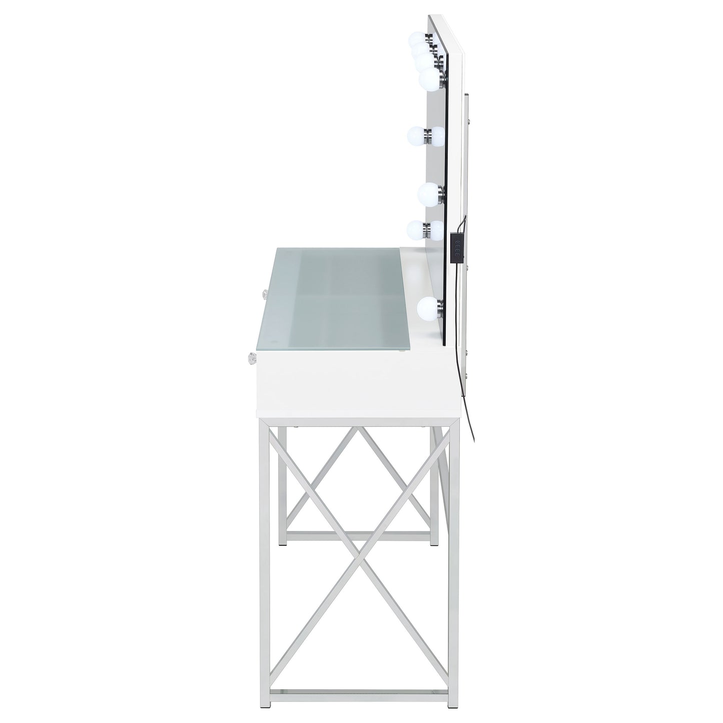 Eliza Vanity Set with Lighting & Stool White and Chrome