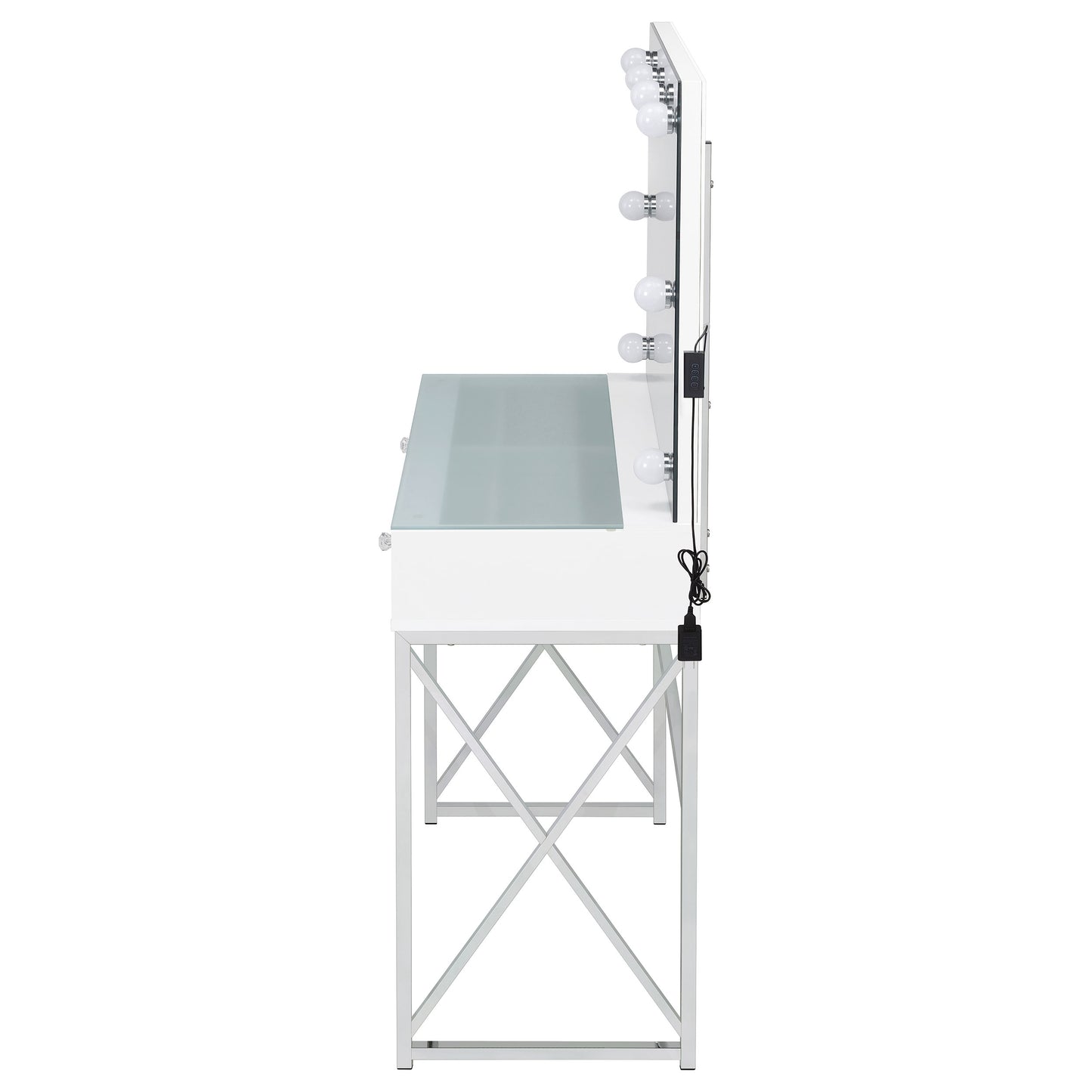 Eliza Vanity Set with Lighting & Stool White and Chrome