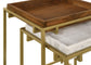 Bolden 2-Piece Wood and Marble Top Nesting Table Set Gold