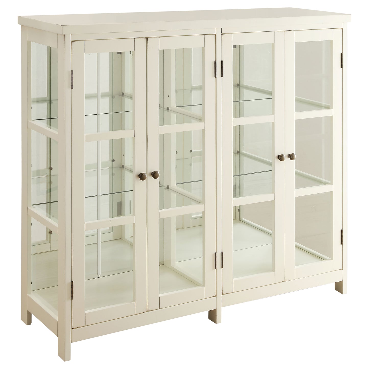 Sable 4-door Wood Accent Storage Display Cabinet Off White