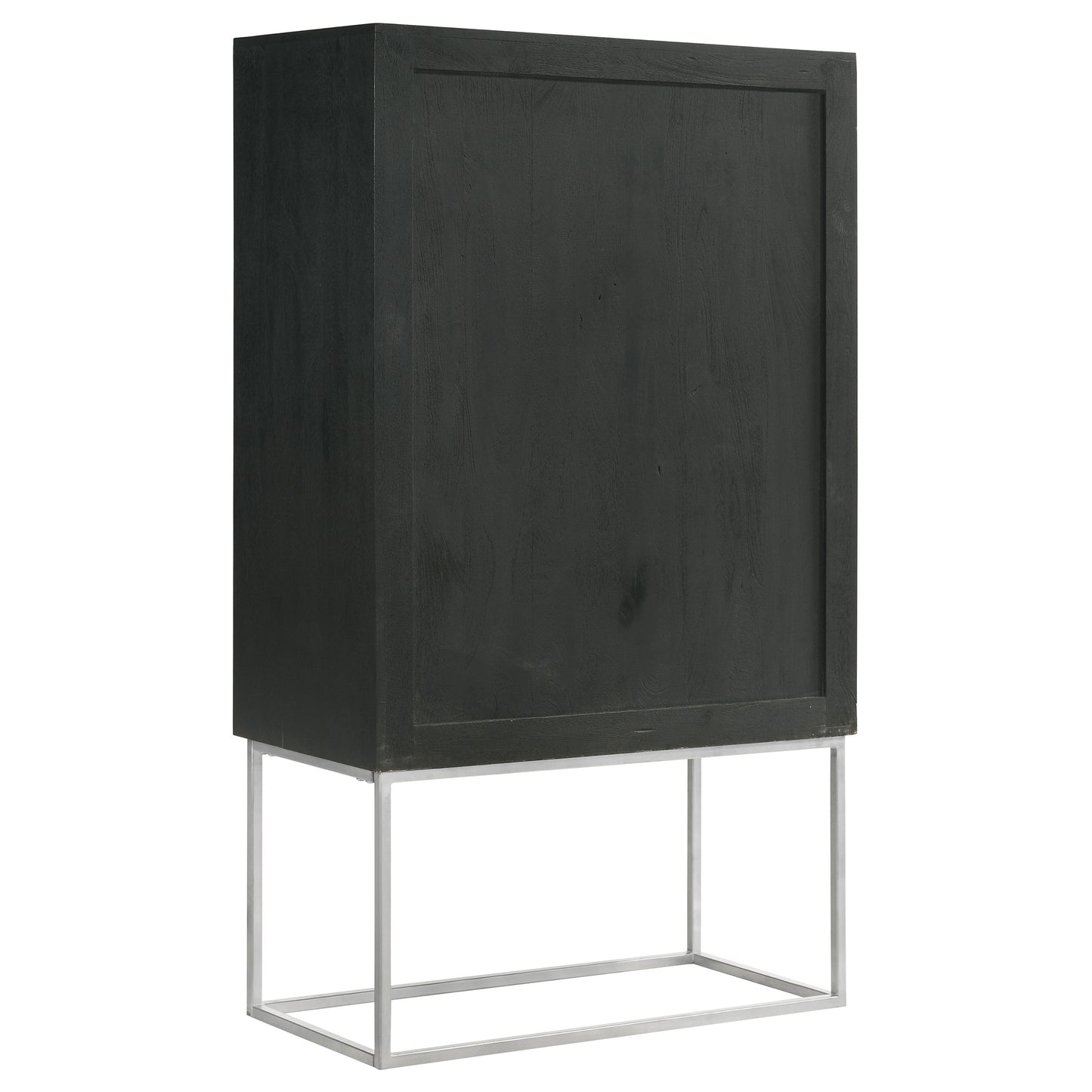 Borman 2-door Home Bar Cabinet Wine Storage Walnut and Black