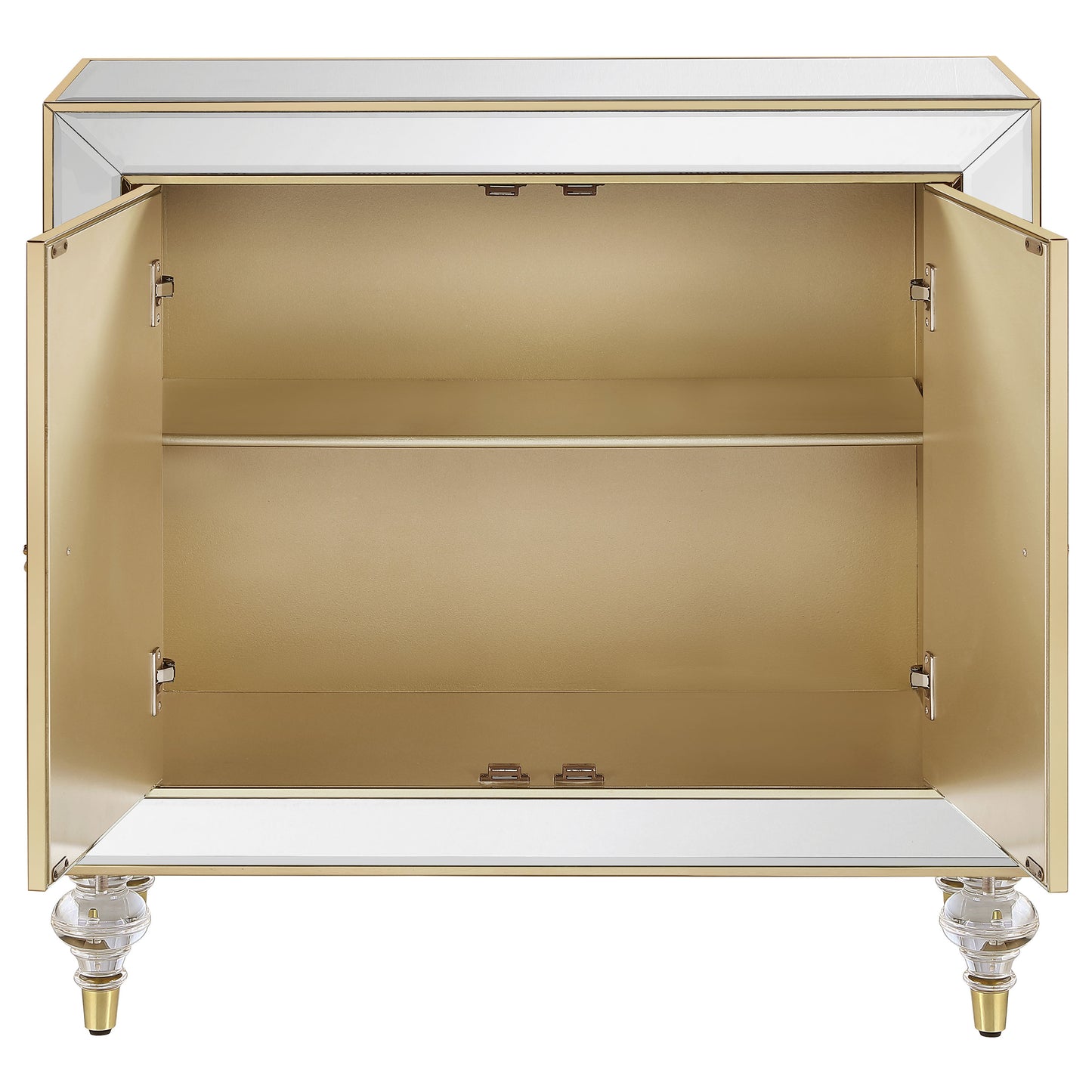 Lupin 2-door Mirrored Storage Accent Cabinet Champagne