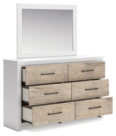 Charbitt Twin Panel Bed with Mirrored Dresser and Nightstand